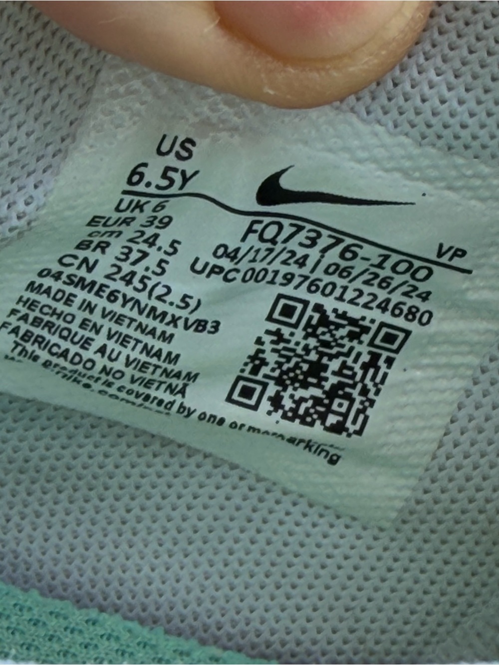 Nike Sabrina 2 “White Noise” Basketball Shoes – Size 6.5Y – White/Silver - Picture 7 of 7